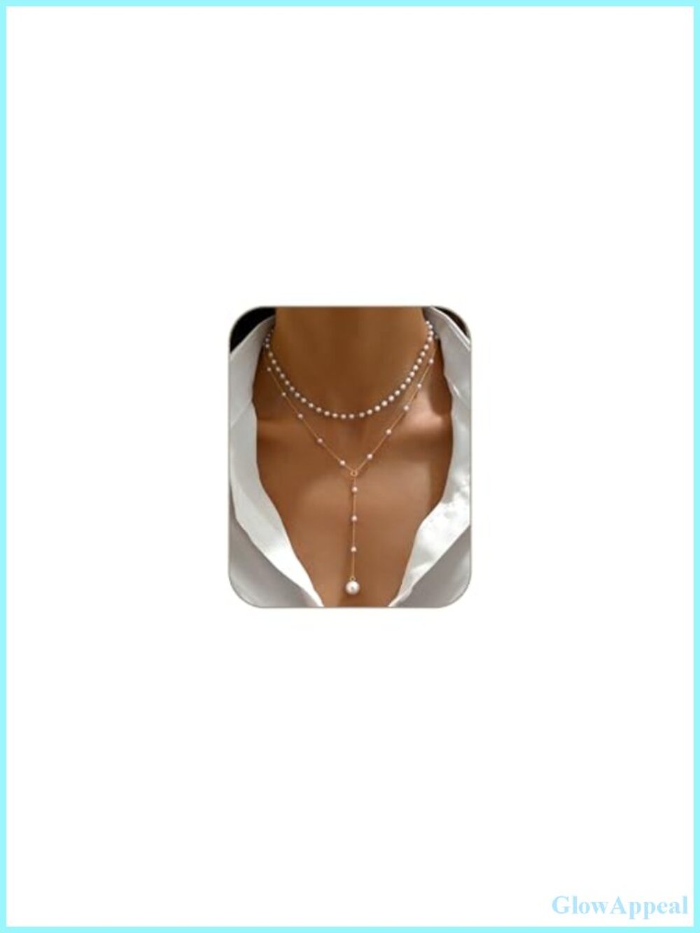 14k Gold Plated Layered Pearl Necklace Set Dainty Y Choker